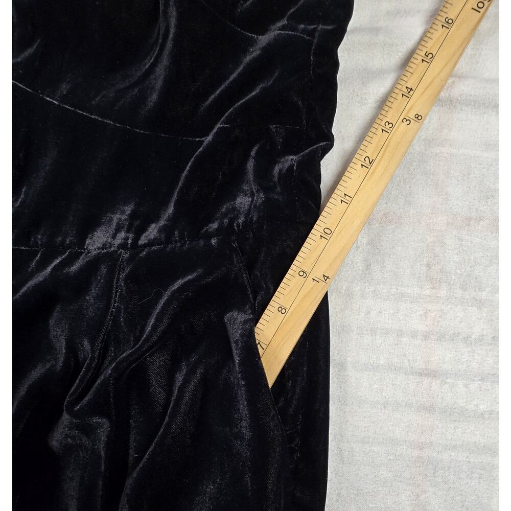 J. CREW Velvet Spaghetti Strap Wide Leg Cropped Jumpsuit Whimsigoth Black 12 - Picture 10 of 14